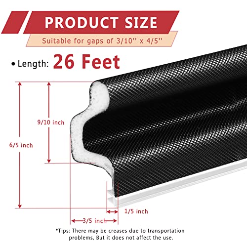 Image of 26 Feet Long Reach Weather Stripping Door Seal, V-Shaped Replacement Door Seal Strip Foam Kerf Weather Stripping for Doors Frame Card Slot Door Insulation Strip, Easy Cut to Size(Black)