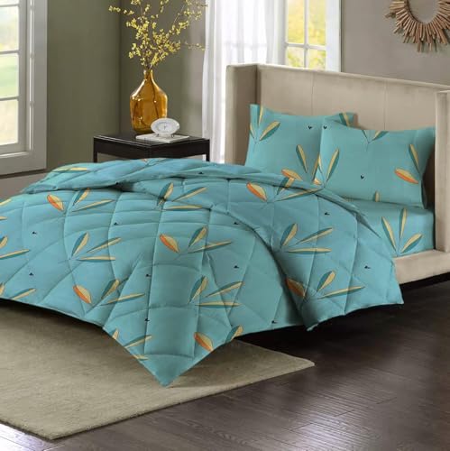 Image of HOMEKART 220 GSM Premium Reversible Microfiber AC Comforter for Double Bed | Soft, Lightweight & Breathable All-Season 3-Layer Quilted Blanket (220 x 240 cm, Mint Green)
