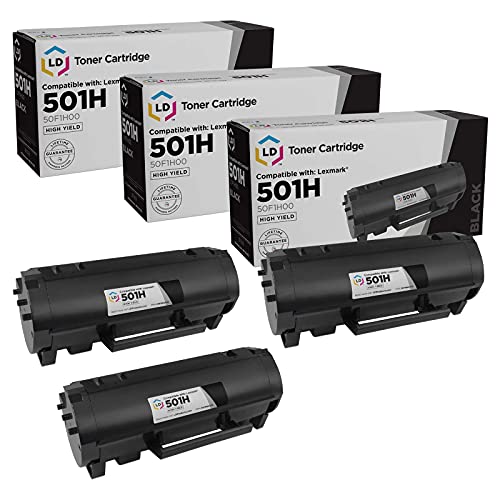 LD Products Compatible Toner Cartridge Replacement for Lexmark 501H 50F1H00 High Yield (Black, 3-Pack) Compatible with MS310d MS310dn MS312dn MS315dn MS410d MS410dn MS415dn MS510dn MS6