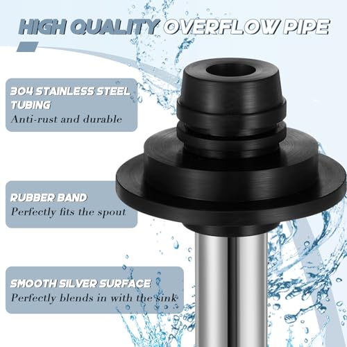 Image of Tandefio 2 Pcs Universal Sink Overflow Pipe Stainless Steel Sink Stopper Strainer Pipe Overflow Plug Bathroom Pipes Fittings for Commercial 1 inch, 1-1 /4 inch, 1-1 /2 inch Drain