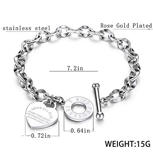 kelistom 316L Stainless Steel Love Heart Charm Bracelet for Women Romantic Gift Silver/Rose/18k Gold Plated OT Clasp Bracelets2