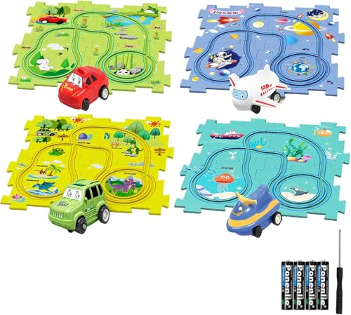 Cadeaux jeux enfants 2 3 4 5 6 ans : le coffret circuit voiture et puzzle