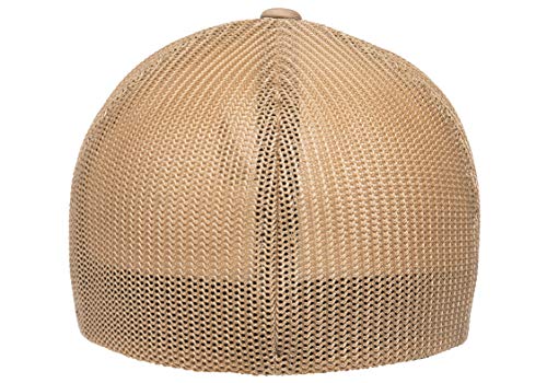 Image of Flexfit Trucker Mesh Fitted Cap | 6-Panel, Mid-Profile, Stretchable Mesh Backing, Flexfit Sweatband, Curved Visor, Silver Undervisor