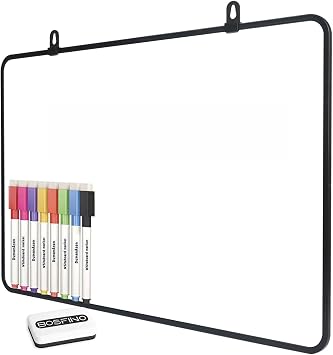 Dry Erase Whiteboard, DumanAsen Double Sided White Board with Dry Erase Pens and Eraser for School, Home, Office, Remote Learning Black, 60cm*40cm - 24inch x 16inch