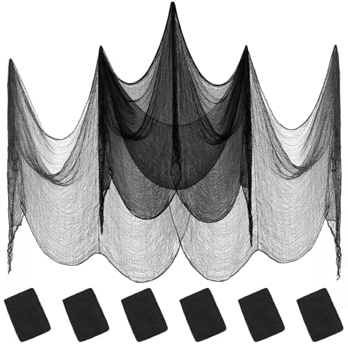 6 Pack Halloween Black Gauze Wall Decor,Outdoor Halloween Fake...