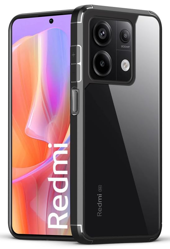 Mr. Case Transparent case with Silicone Frame Back Cover for Redmi Note 13 Pro 5G | Shockproof Transparent Hard Back Shockproof Bumper - Transparent (Black Border) (B0CXY1X1Y5) Amazon Price History, Amazon Price Tracker