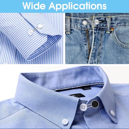 Image of PEASUG 16 Pcs Collar Extenders for Mens Shirts, Elastic Button Extender for Dress Shirts, Tie, Neck Extenders for 1 /2 Size Expansion of Men Dress Shirts, Suit