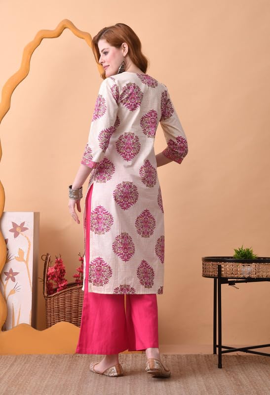 Image of Daevish Cotton Floral Printed Casual Straight Kurta for Women | Women Formal Kurta