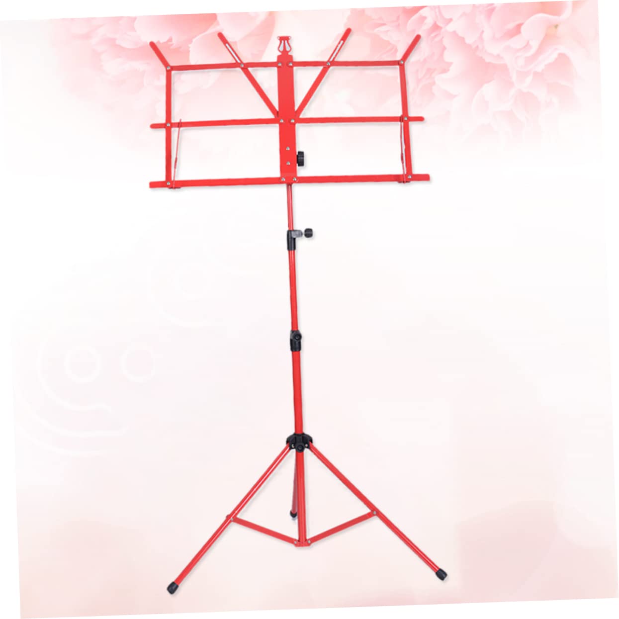 Toddmomy Sheet Folding Music Stand Holder Lightweight Tripod Design with Non Slip Feet for Stability for Guitar Violin and Ukulele Players Red