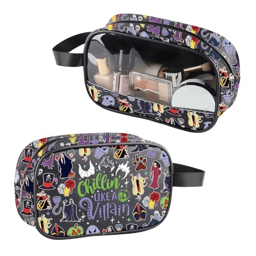 ZJXHPO Villains Clear Makeup Bag Chillin is Like A Villain PU Leather Cosmetic Bag With Handle Witch Evil Queen Gift (Villain PU)