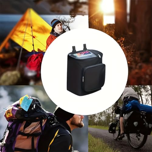Image of STHIRA Hanging Bag for Electric Scooter, Helmet Storage, Waterproof Organizer, Transparent Phone Pouch, Dual Adjustable Straps, Quick Release Buckles, 25x18x30cm, Black