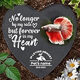 Ussunarts Customized Pet Memorial Stone with Betta Fish Photo Remembrance Plaque Loss of Fish Pet Grave Marker Headstone, Personalized Betta Fish Memorial Gifts
