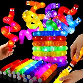14 Pack Glow Sticks Halloween Party Favors - Light Up Pop Tube Sensory Fidget Toy Glow In The Dark Party Connectors for Bracelets, Pull And Stretch Toys for Wedding, Raves, Concert, Party