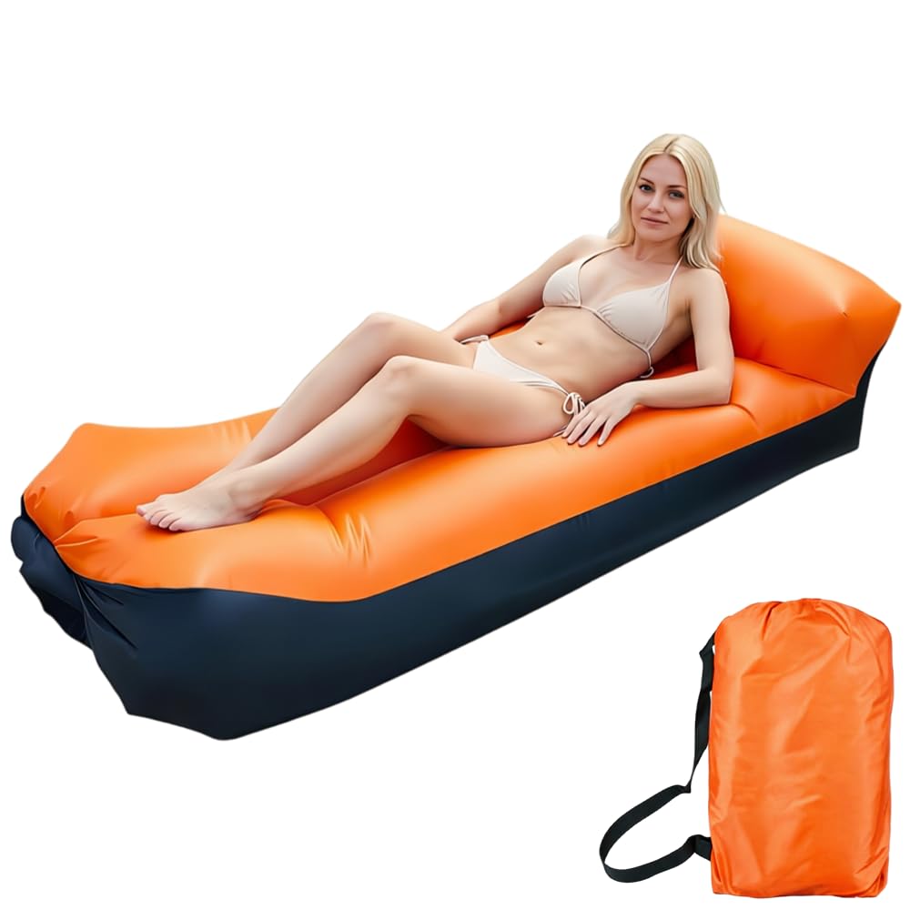 Canapé Gonflable, 230 x 70 cm Hamac Gonflable, Imperméable Canapé Gonflable Camping avec Un Sac de Transport Confortable Portable Idéal pour Le Camping, la Plage, Le Parc et Les Voyages
