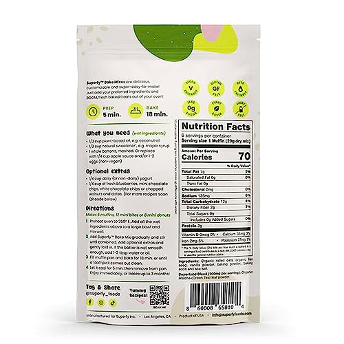 Superfy Superfood Green Tea Matcha Gluten Free Cake Mix - Rich In Antioxidants, Allergy Friendly, Vegan Cake Mix For Baking, Organic Plant-Based Baking Mix - Baking Gifts For Women And Men (1 Pack) #TOP1