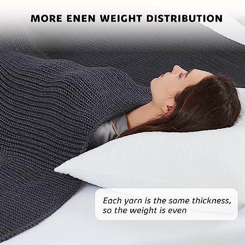 L'AGRATY Knitted Weighted Blanket - 60"x80" 20lbs Cooling Chunky Knit Heavy Blanket for Adults Braided Crochet Throw Thick Cable Yarn Knit Decorative No Beads Evenly Weighted Machine Washable