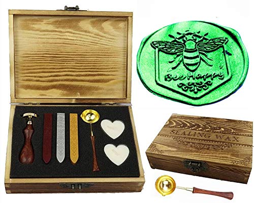 Tampon de cire en bois Bee Happy Shield gravé pour sceau élégant