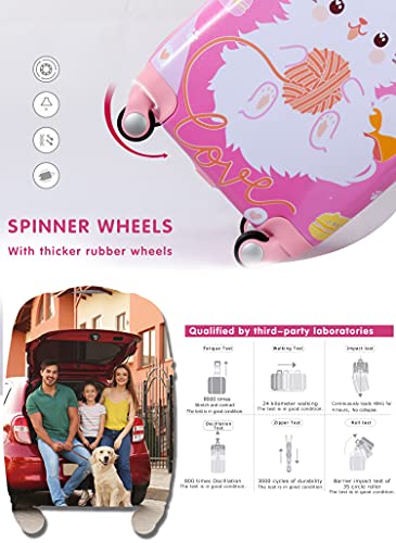 Kids Carry On Luggage Children Rolling Suitcase with 4 Wheels Hardshell Case for Toddler to Travel (w-cat)3