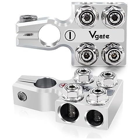 Vgate 8-Way Lead Acid Battery Terminal Connector, AGM Post Terminal Ends, 8AWG up to 4/0(XL) AWG Gauge, Positive & Negative for SAE/DIN/EN Tapered Top Post Cover