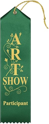RibbonsNow Cintas para participantes de Art Show - 25 cintas verdes oscuro con tarjeta y cuerda