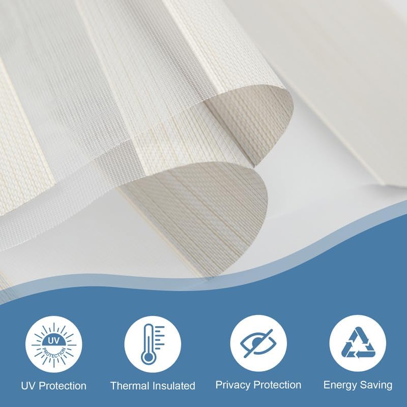 Cordless Zebra Blinds for Windows Dual Layer Roller Blinds with Privacy Protection Light Filtering for Day and Night for Bedroom, Living Room, Office