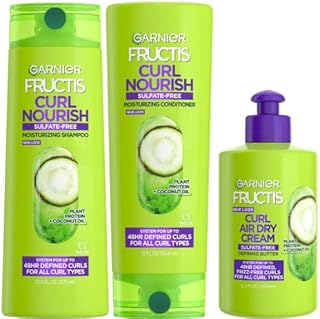 Garnier Hair Care Fructis Curl Nourish Shampoo, Conditioner, and Butter Cream Leave In Conditioner