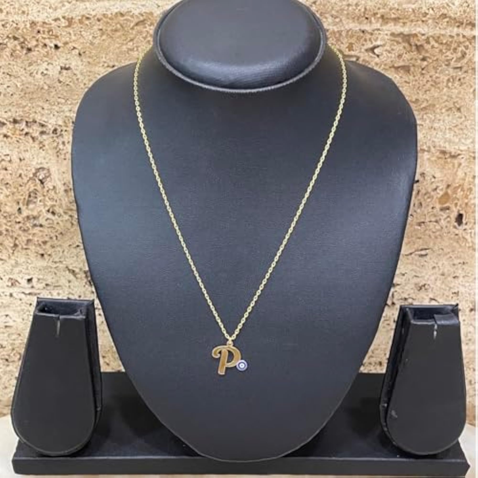Women's Blue Evil Eye Name Initial Short Necklace, Gold Plated