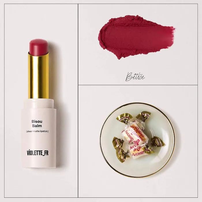 VIOLETE - Balm Sheer Matte Lipstick - Hydrating, Buildable Sheer Color with Soft Matte Finish, Comfortable Wear, Vegan & Cruelty-Free - Color: Betise - (neutral berry)