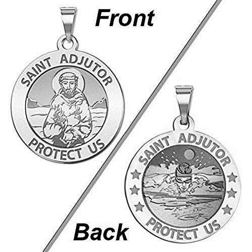 PicturesOnGold.com Saint Adjutor Doubles Sided Male Swimmer Religious Medal -2