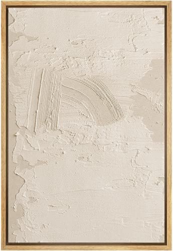 SIGNFORD Framed Canvas Print Wall Art Rustic Tan Paint Stroke Landscape Abstract Shapes Illustrations Modern Art Decorative Boho Relax/Zen Nordic for Living Room, Bedroom, Office - 24"x36" Natural