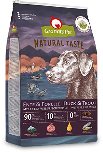 GranataPet Natural Taste Ente & Forelle, Trockenfutter für Hunde, Hundefutter ohne Getreide & ohne Zuckerzusätze, Alleinfuttermittel für ausgewachsene Hunde, 12 kg