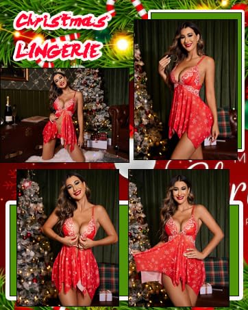 Image of Avidlove Women Lace Lingerie Front Closure Babydoll V Neck Nightwear Sexy Chemise Nightie
