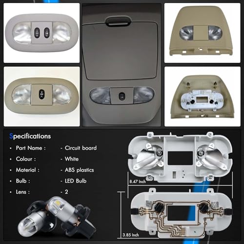 Image of Overhead Console Circuit Board, Dome Map Light Compatible with Ford Models | for Ford F150 2004-2008, F250 F350 2008-2010, Lincoln Mark LT 2006-2008, Replace# VM2396 829182
