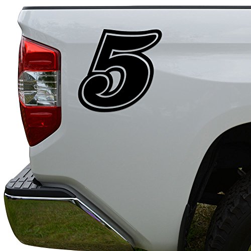 Racing Race Number 5 Five Style 15 Die Cut Vinyl Decal Sticker For Go Kart Car Truck Motorcycle Window Bumper Wall Decor Size- [6 inch 15 cm] Tall Color- Matte Black