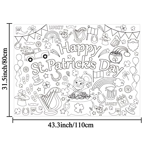 Image of St. Patrick's Day Coloring Books for Saint Patrick's Day Giant Coloring Poster Large Coloring Tablecloth Huge Table Cover for Home Party Supplies Favor 31.4 x 43.3 Inch