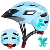 JONRRYIN Kinder Fahrradhelm mit LED-Licht, Verstellbarer Kinderhelm für 3-8 Jahre Jungen Mädchen, Multisport Helm für Fahrrad, Skateboard, Scooter
