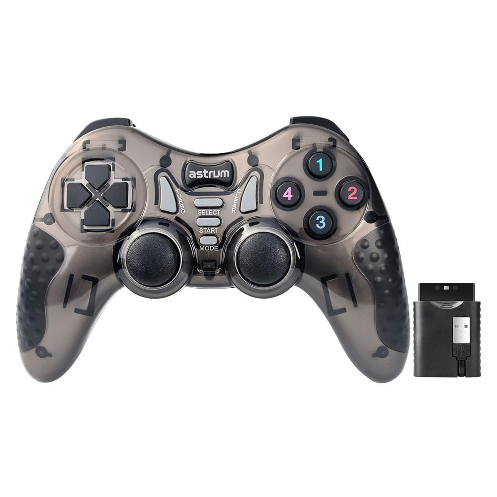 astrum GW520 Wireless Gamepad Controller with 5 in 1 platform, 2 in 1 receiver, 2.4Ghz, range up to 10m, dual analog stick, 8 directional buttons, compatible PC / PS2 / PS3, Android TV, Box-image-40