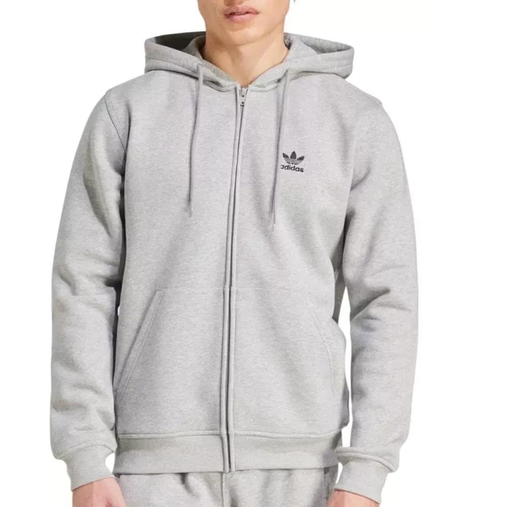 Szara bluza męska z kapturem gładka z kolekcji adidas Originals