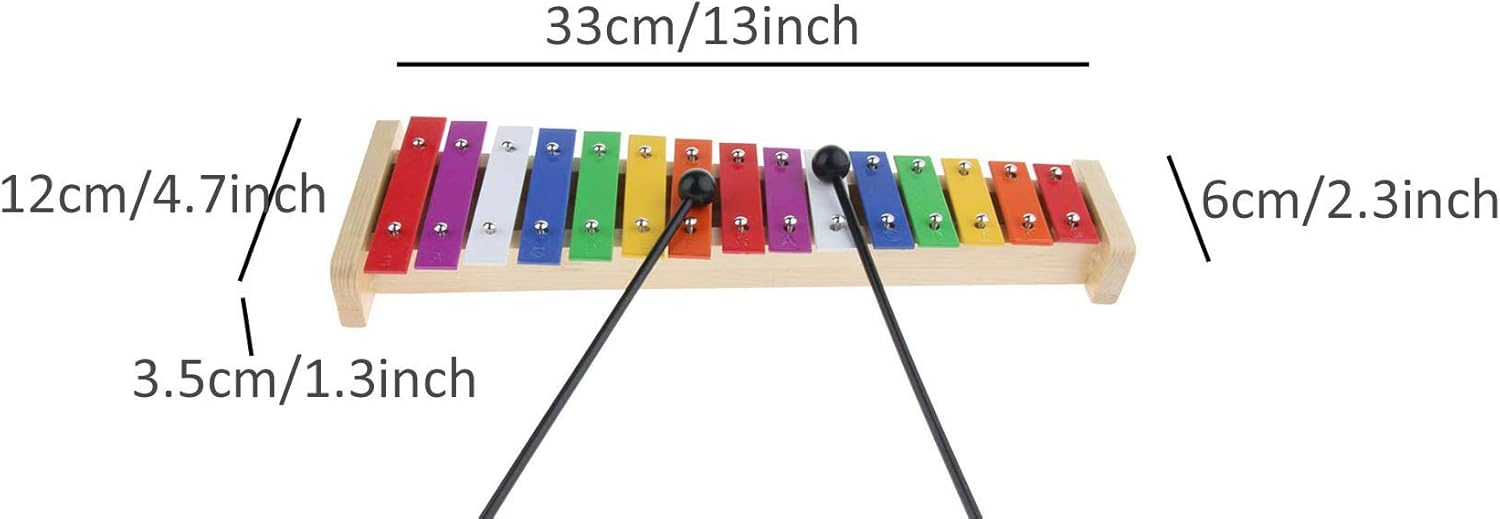 Dreams-Mall Wooden Xylophone Glockenspiel with 15 Tones