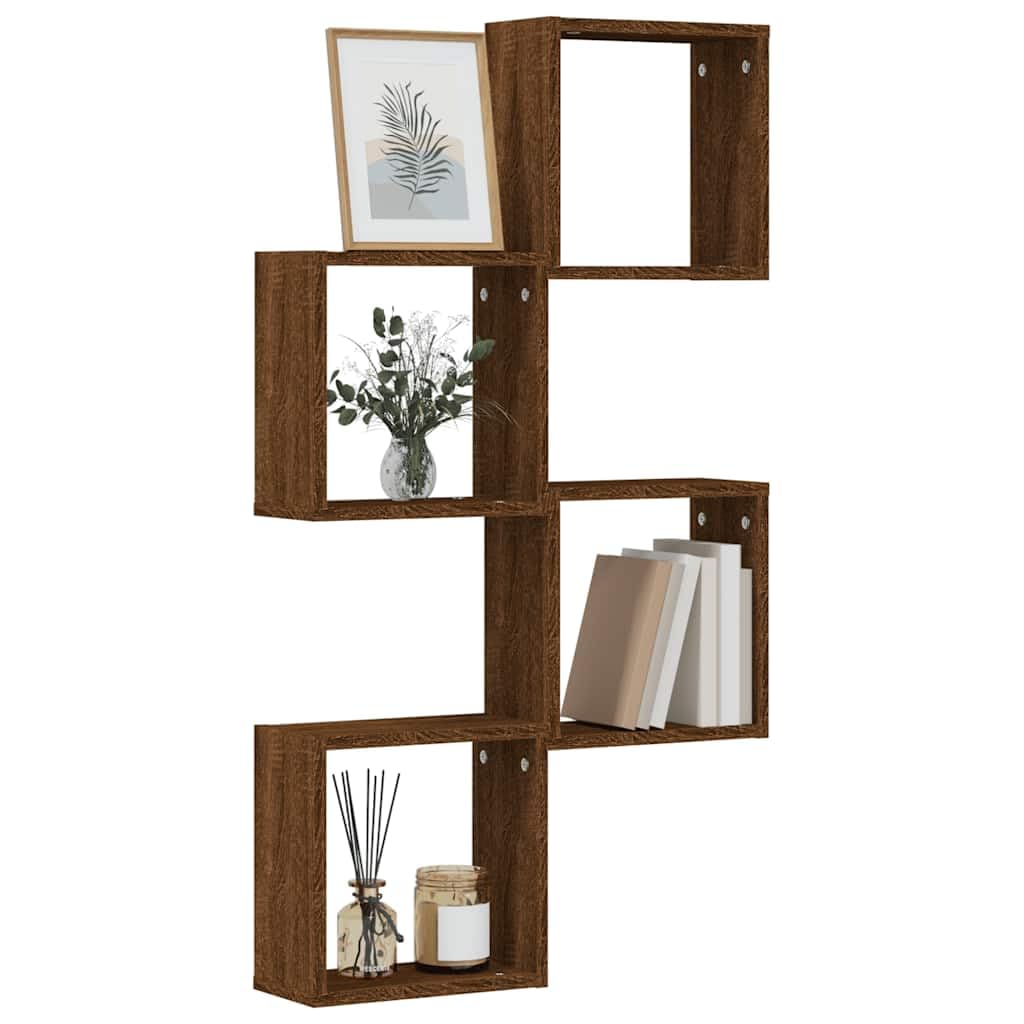 vidaXL Étagères murales sous Forme Cube 4 pcs chêne Marron 30x15x30cm, Stockage en Forme de Cube, Organisateur en Forme de Cube, étagère Flottante