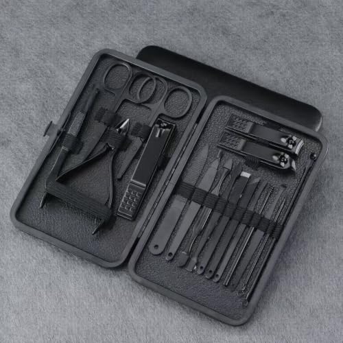 18pcs Black Nail Clippers Kit, Ultra Sharp Sturdy Fingernail Cutters, Professional Nail Clippers Pedicure Care Tools, Toenail Clipper Cutters for Men and Women Nail Trimmer