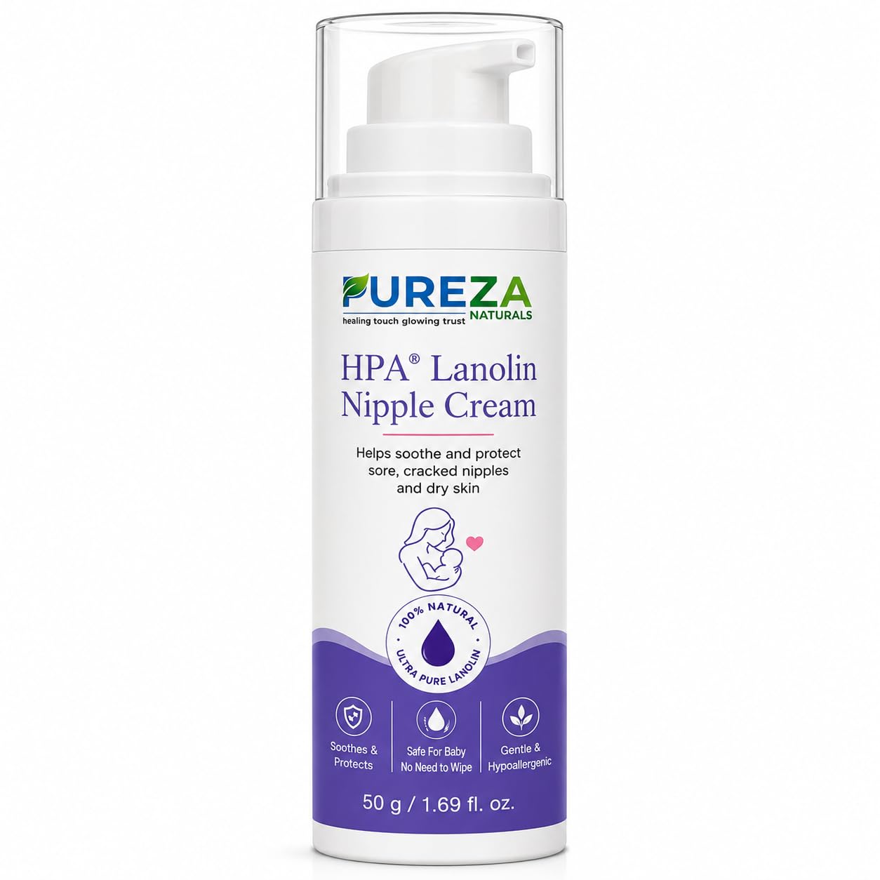 HPA Lanolin Nipple Cream 50g for Breastfeeding Moms, Pure Lanolin Moisturizer for Dry & Cracked Nipples, Nursing Care Balm, Maternity Skin Care-image-42