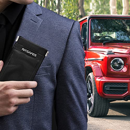 Autoschlüssel Schutz Keyless Tasche mit magnetisch-geräuschlosem Federverschluss ermöglicht 1 Hand Bedienung– Keyless Go Schutz Tasche blockiert Funkfrequenzen für Autos aus Europa, Amerika & Asien