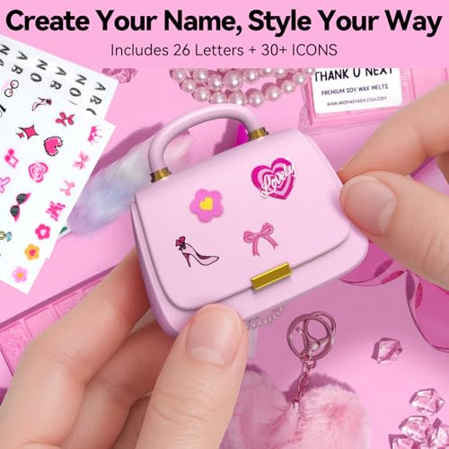 Image of ANCwear Cute Pink Wireless Earbuds for Girls, Rose Pearl Ear Buds with Mini Handbag Charging Case, DIY Stickers, Bluetooth 5.3, 22H Battery Life, Fashion Gift for Women Teens