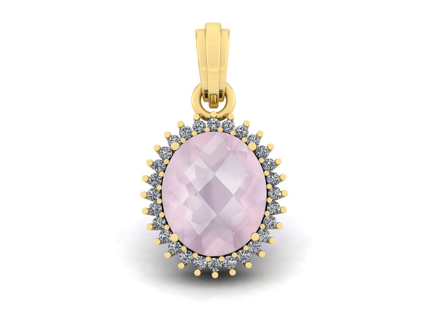 DINJEWEL Oval Cut Birthstone Rose QuartzGold Plated Pendant Necklace For Women And Girl (B0BWSDXF2F) Amazon Price History, Amazon Price Tracker