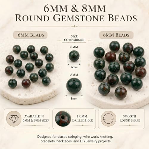Cuentas de piedra de sangre de 6 mm con estuche para no perder piezas 5