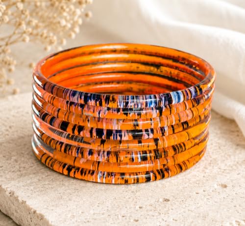 Image of NMII Premium Glass Bangle Set for Women | Multicolor Designer Kangan | Fancy Kanch ki Chudiya | 3D Transparent Chudi Set | Wedding & Festive Occasions Bangles