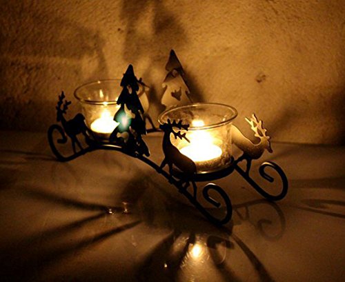 Asunflower Christmas Tree Reindeer Tea Light Holders Iron Rustic Tealight Candles Cups for Holiday