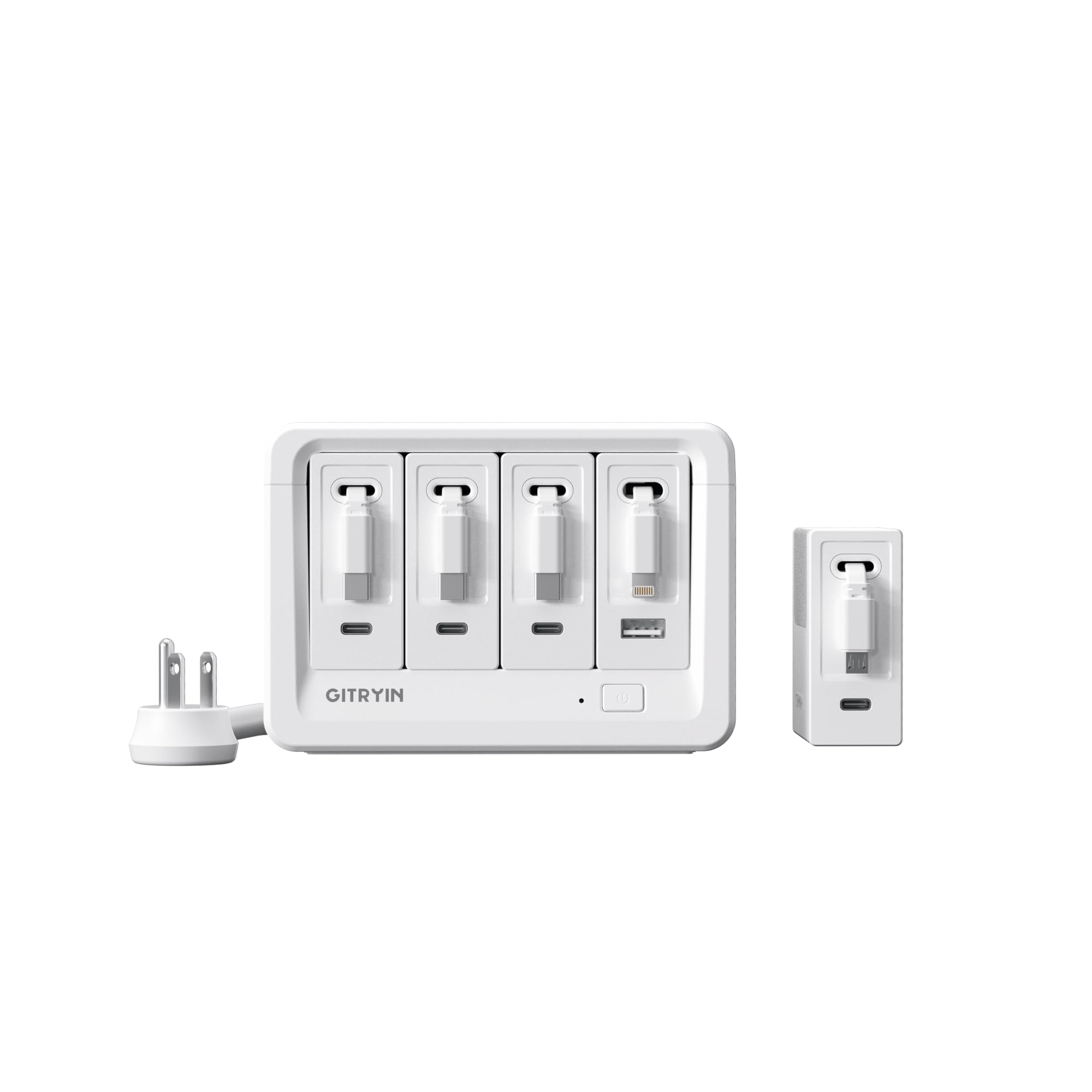 Gitryin 1 Micro USB 1 Lightning 3 Type-C Retractable Wall Chargers with 1 USB A Port and 8-in-1