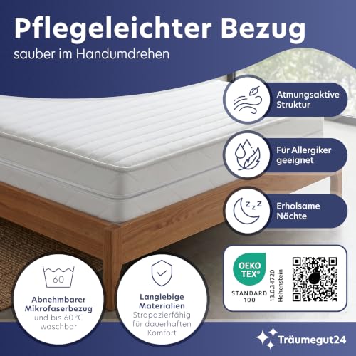 Träumegut24 AquaFlex 7-Zonen Kaltschaummatratze 90x200cm, 12cm, H2&H3